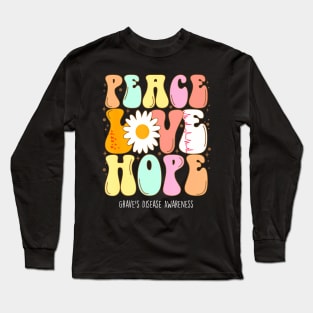 Grave's Disease Awareness Peace Love Groovy Long Sleeve T-Shirt